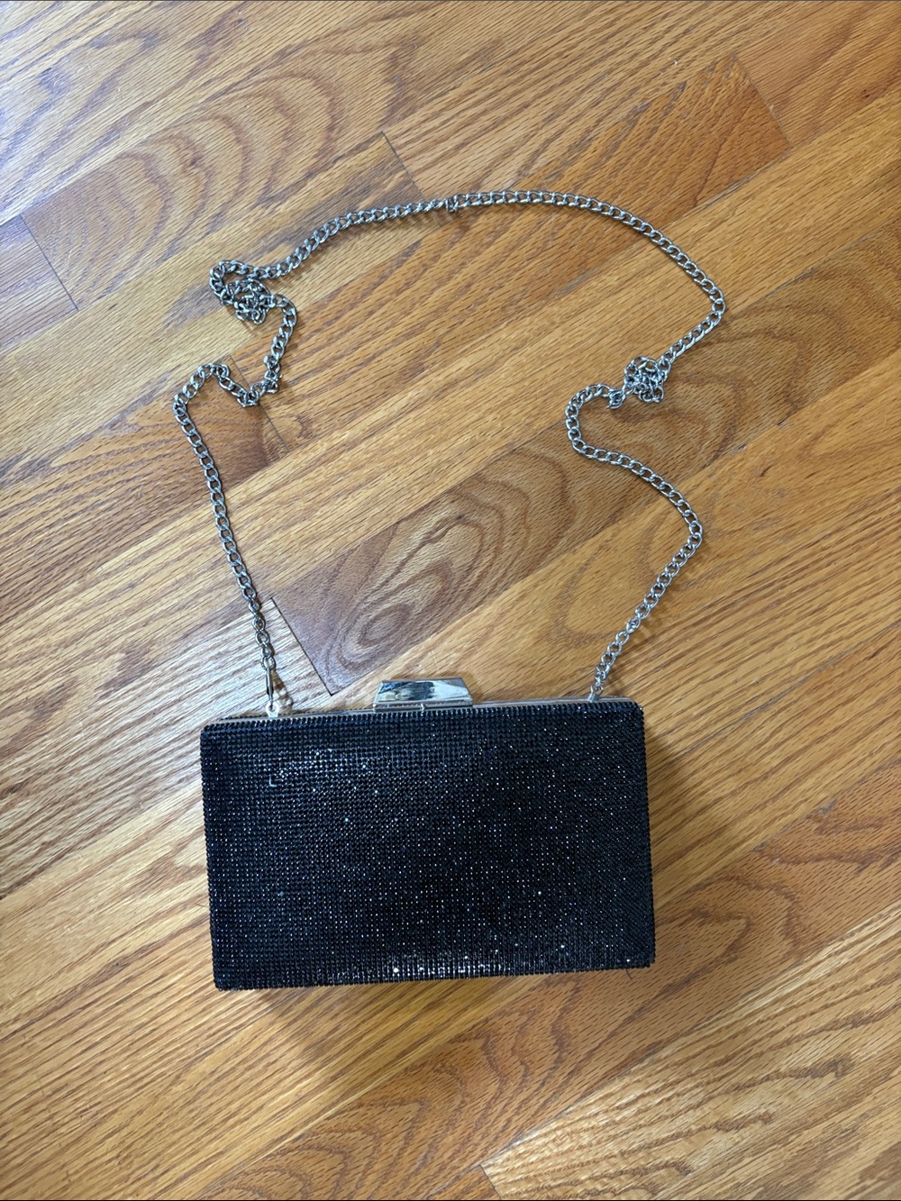 Nina Black Sparkle Clutch/Crossbody Bag